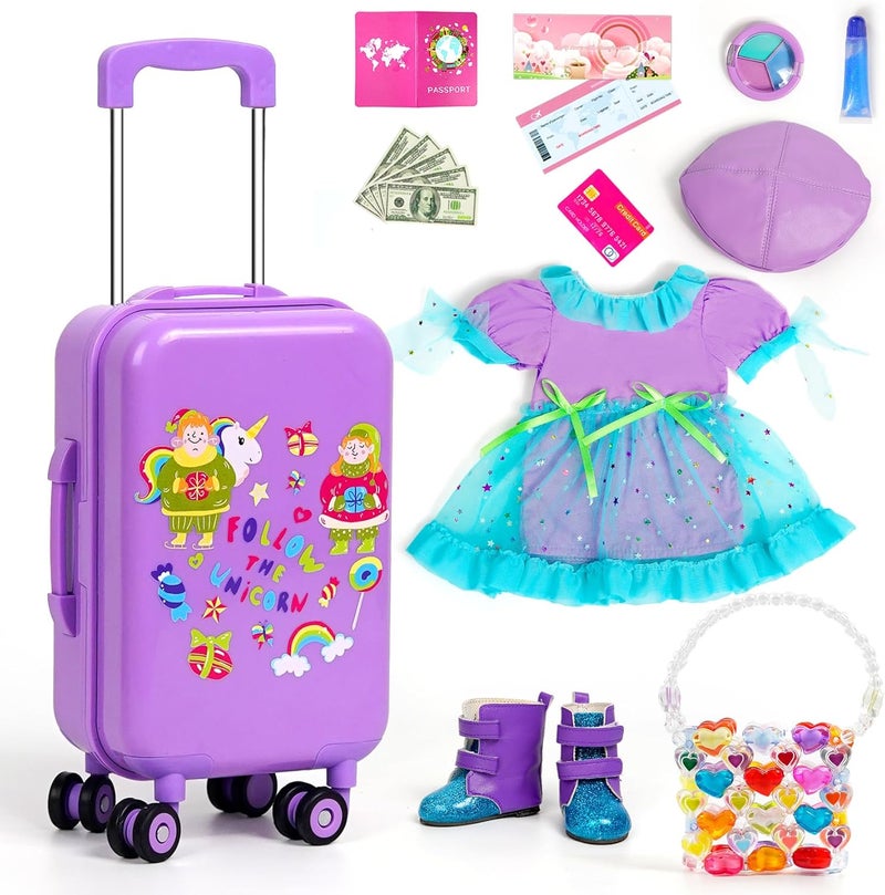 WONDOLL 18-inch-Doll-Clothes and Accessories -Travel-Suitcase Luggage, Clothes and Shoes, Handbag, Berets,Passport, Notebook, Travel Gear Play Sets(No Doll) - Image 2